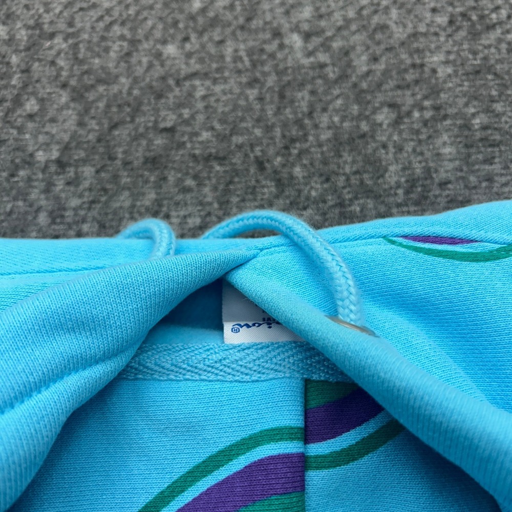 Champion Reverse Weave Hoodie Womens Medium Blue Crop All Over Print Sweatshirt - Picture 7 of 8